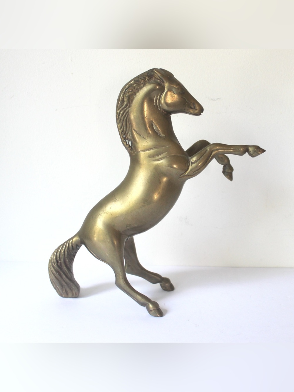 Vintage Brass Rearing Horse, Brass Bookend, Equestrian Paperweight Gift